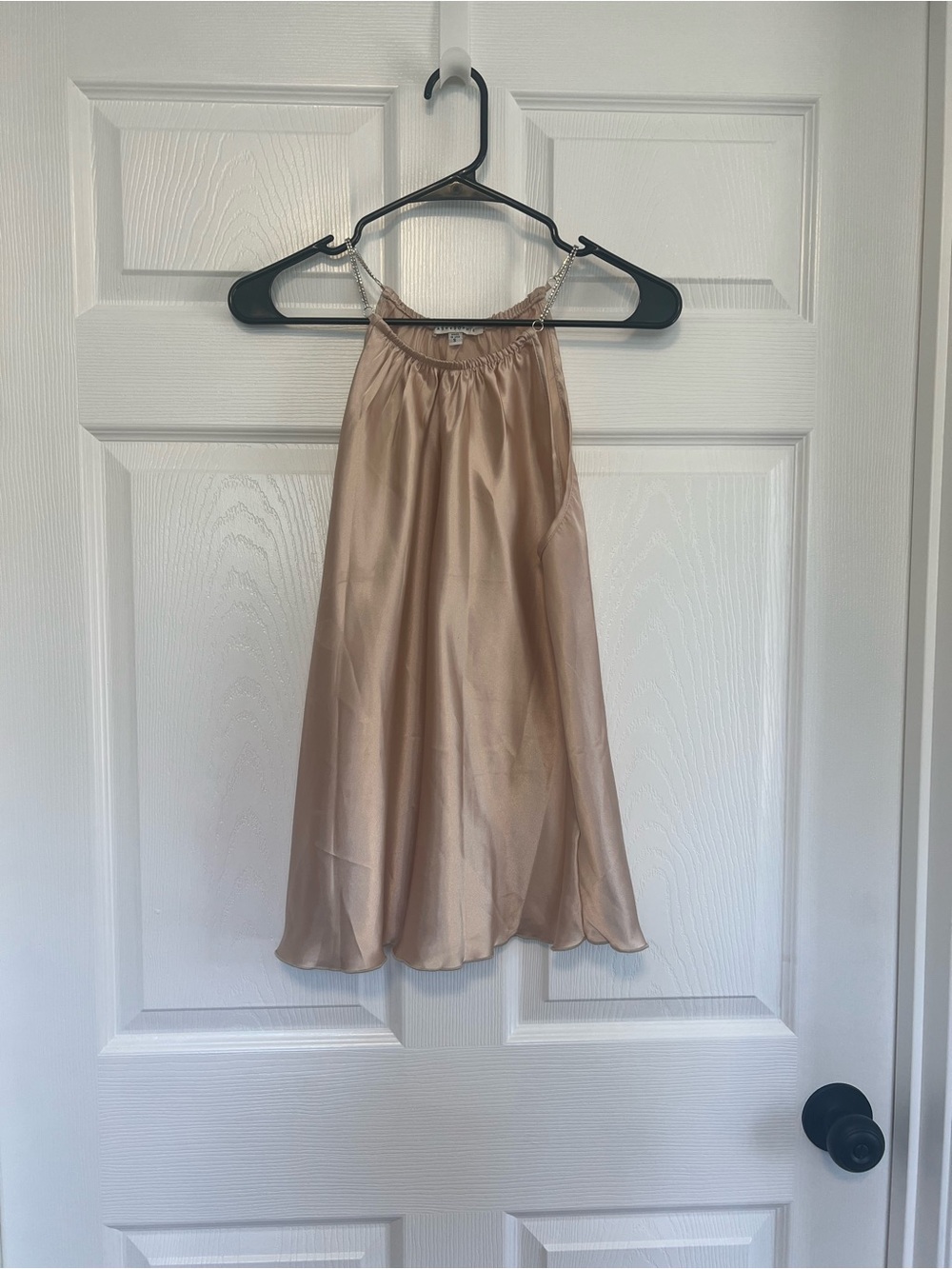 Silky Halter Chemise top in Champagne